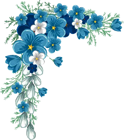 کادر گل PNG خوشگل به رنگ آبی برای حاشیه دفتر مشق