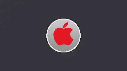دانلود تصویر استوک جذاب از سیب گاز گرفتە قرمز رنگ اپل در دایرە خاکستری رنگ خاص موبایل