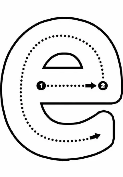 الگوی نوشتن حرف انگلیسی e کوچک برای کودکان