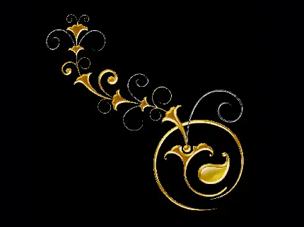 پوستر شابلونی سادە گل طلایی با زمینە مشکی رنگ