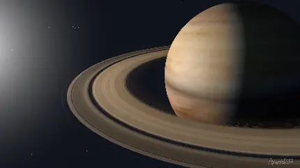 سیاره زحل و حلقه گازی اطراف آن در یک نمای گرافیکی جالب