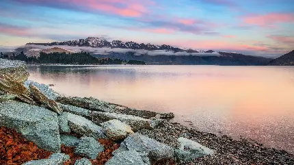 والپیپر 9K منظره دریاچه کوه های واکاتی پو برای ویندوز 11 