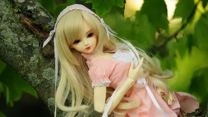 تصویر جدید از عروسک ناز با موهای طلایی و پیراهن صورتی 