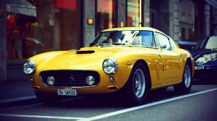 عکس پروفایل محبوب از خودروی فراری زرد رنگ قدیمی و کلاسیک باکیفیت بالا خاص اینستاگرام
