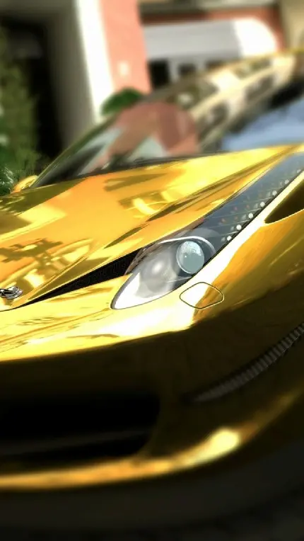 عکس پروفایل شیک و چشم گیر از خودرو فراری به رنگ طلایی از جلو 8k
