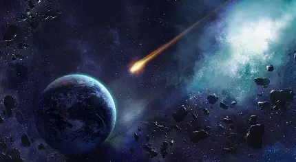 تصویر زمینه HD تحسین برانگیز از فرود شهاب سنگ نورانی 
