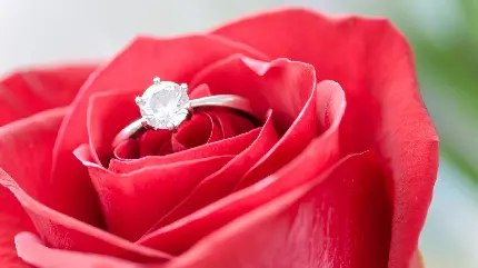 دانلود والپیپر رمانتیک از حلقە الماس در میان گل رز قرمز باکیفیت تاپ