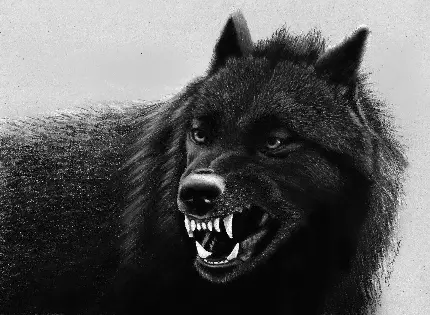 تصویر فانتزی از گرگ وحشی با دندان تیز و برندە باکیفیت عالی مناسب گوشی