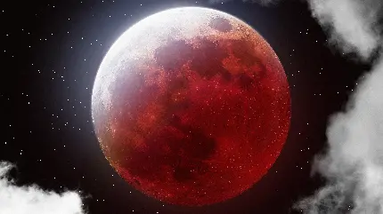 جدیدترین عکس 11K ماه قرمز در آسمان پرستاره برای کامپیوتر