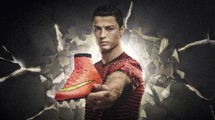 نماز تبلیغاتی ویژه از رونالدو با کفش استوک دار Nike به رنگ قرمز 