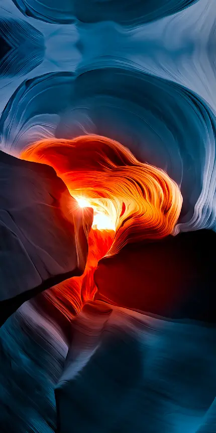 بک گراند نور خورشید نارنجی در غار تاریک برای گوشی هوشمند ویوو