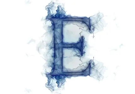 عکس پروفایل باحال از حرف E با فونت آبی سحر آمیز 