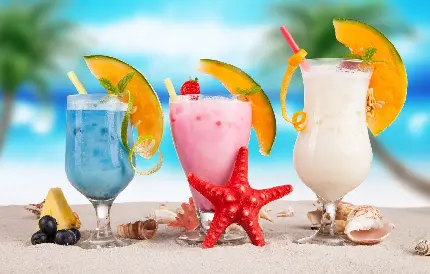 والپیپر تماشایی نوشیدنی های خنک و خوشمزه با رنگ شاد و دلپذیر برای دسکتاپ با کیفیت بالا