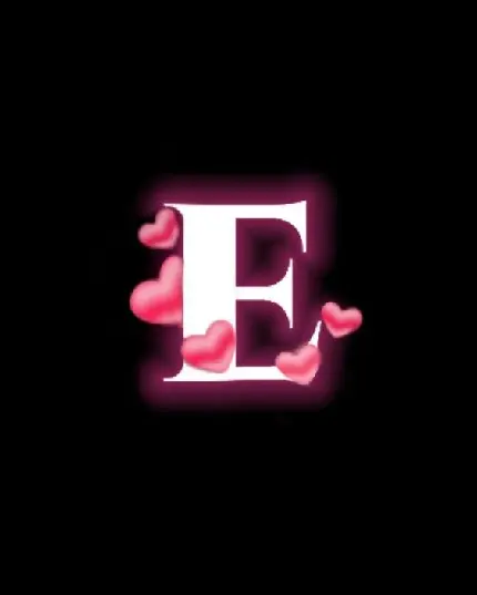 لوگوی قلبی صورتی از حرف انگلیسی E با کیفیت 4k 