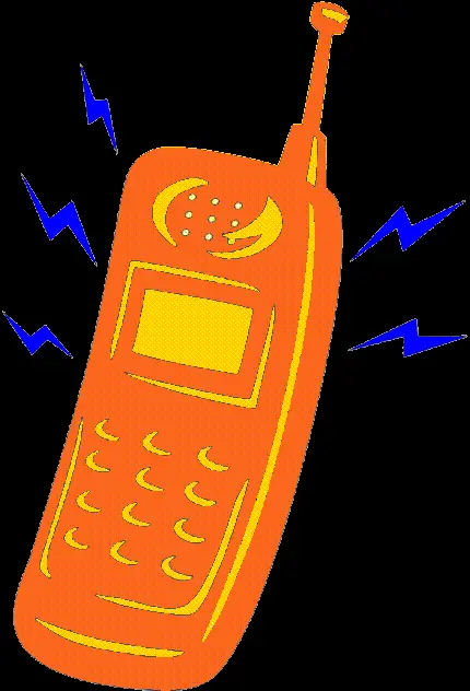 نمای جالب از تلفن قدیمی آنتن دار با گرافیک فانتزی به رنگ نارنجی 
