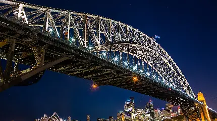 والپیپر رایگان پل سیدنی در شب با کیفیت 9K مخصوص ویندوز 11