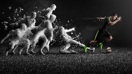 بهترین عکس دیجیتالی تبلیغاتی برای کفش فوتبال اوریجینال با سرعت بازی ویژه