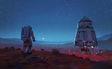 تصویر زمینه فضانورد در مریخ با کیفیت 12K مناسب کامپیوتر