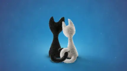 والپیپر انیمیشنی عاشقانه از دو گربه سیاه و سفید 