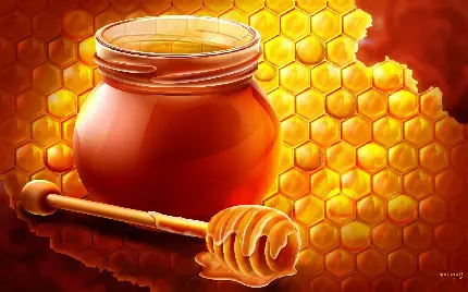 تصویر گرافیکی خارق العاده از عسل طلایی با جزئیات چشم نواز 