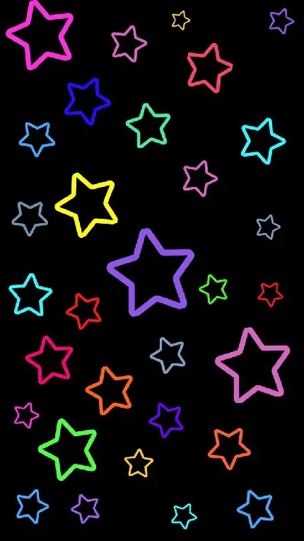 پس زمینه مشکی با ستاره های کارتونی رنگی برای Android و iOS
