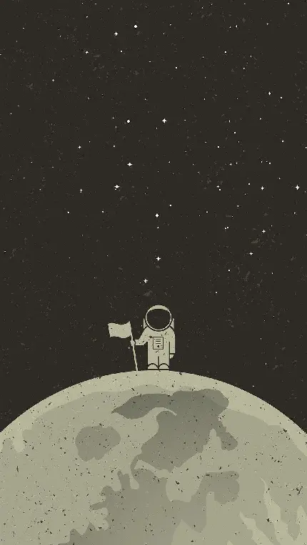 دانلود عکس مینیمال فضانورد روی کره ماه با کیفیت عالی برای زمینه گوشی 