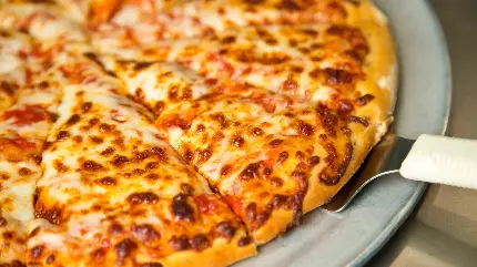 تصویر دلچسب از پیتزا آلفردو با هاله رنگی گرم و چشم نواز