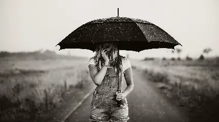 عکس غم انگیز دختر زیر باران برای پروفایل تلگرام 