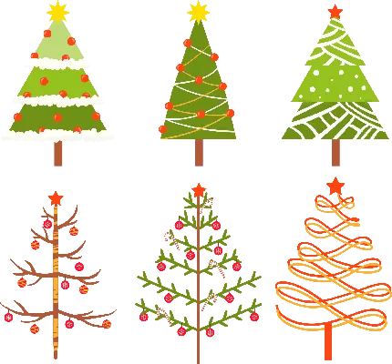 تصویر انواع درخت کارتونی کریسمس با فرمت PNG رایگان