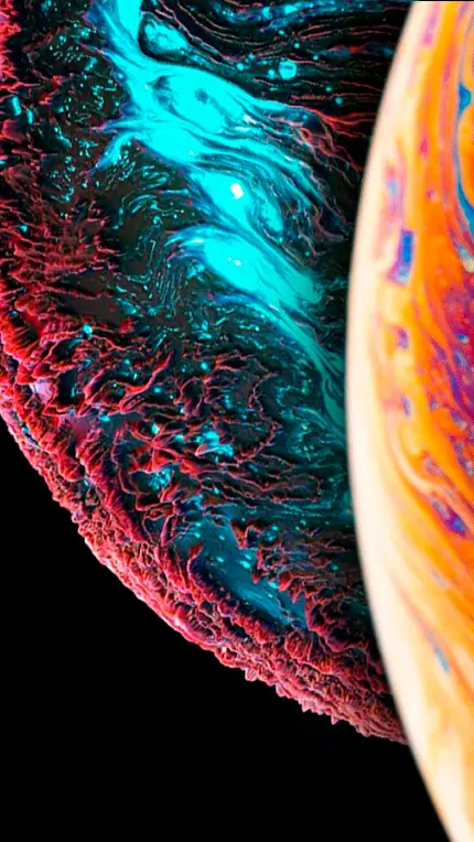 تصویر زمینه سیاره های رنگارنگ تخیلی 4K برای تلفن همراه آیفون 8 اپل