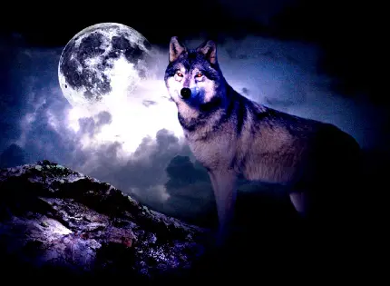 زیباترین عکس پروفایل گرگ و ماه با کیفیت Full HD