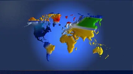 عکس دیجیتالی شاهکار از نقشه جهانی با رنگ های مختلف و زیبا 