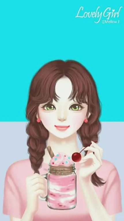 عکس استوک و جالب توجە از دختری با موهای شکلاتی در حال خوردن آیس پک