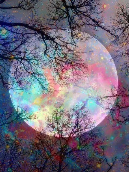 عکس پروفایل شگفت انگیز با طرح ماه هفت رنگ جادویی