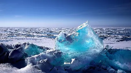 عکس جالب یخبندان های آبی رنگ زیبا در سیبری روسیه 