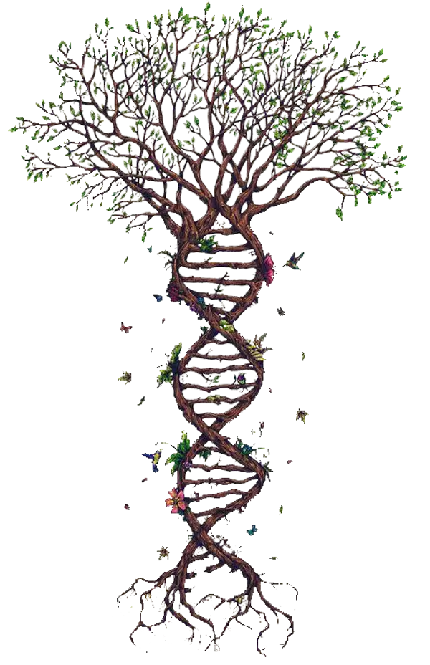 تصویر گرافیکی تحسین برانگیز از درخت به شکل رشته DNA در هم پیچیده برای پروفایل