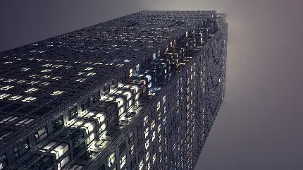 دانلود رایگان عکس بسیار باکیفیت از ساختمان بلند در شب
