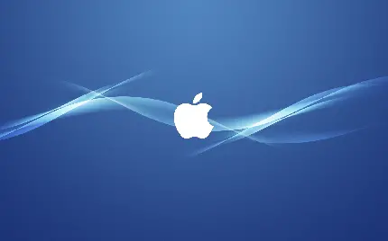 دانلود محبوب‌ترین تصویر زمینە موج‌‌دار آبی رنگ سیب گاز گرفتە سفید اپل باکیفیت FUII HD