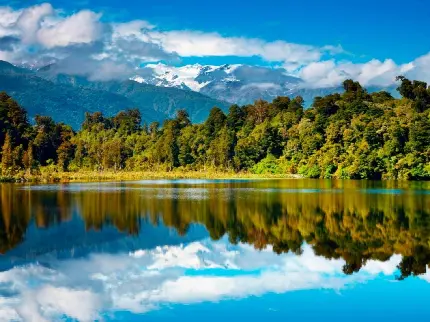 نمای خیره کننده 4K از انعکاس زیبای طبیعت نیوزیلند در آب