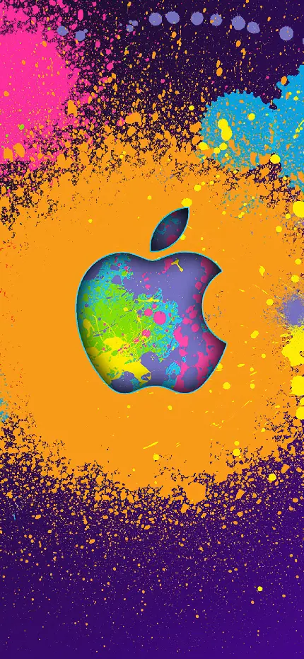 والپیپر رنگارنگ جذاب با طرح سیب گاز زده برای گوشی های اپل