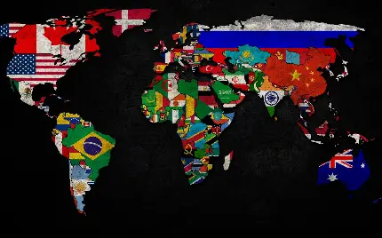 دانلود رایگان عکس منحصر به فرد نقشه جهان با طرح پرچم کشور های مختلف 