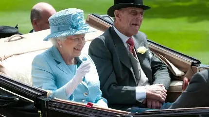 تصویر باکیفیت از ملکه الیزابت بریتانیا در کنار همسرش 