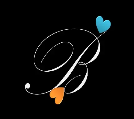 تایپوگرافی فوق العاده زیبا حرف B با قلب آبی و نارنجی برای استوری اینستاگرام 