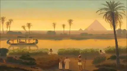 نقاشی قدیمی رود نیل در مصر با جزئیات سحر آمیز 8K 