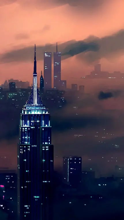 تصویر زمینه فانتزی شهر مه آلود نیویورک برای تلفن همراه سامسونگ