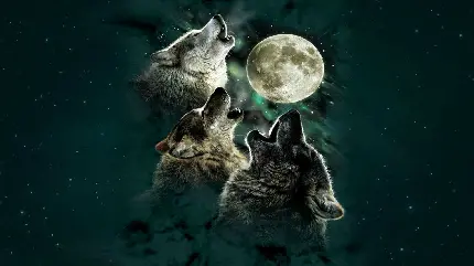 تصویر گرافیکی ویژه از ماه و گرگ با تم رازآلود بسیار زیبا 