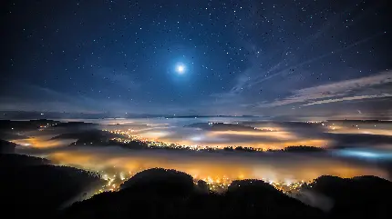 دانلود عکس جادویی و پرنور از طبیعت شب برای پروفایل 