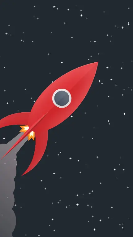 والپیپر موشک قرمز کارتونی در فضا برای موبایل اندروید شیائومی