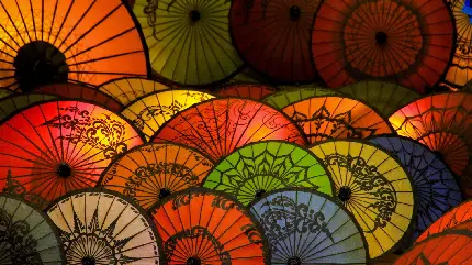 عکس پروفایل انتزاعی از چترهای رنگی چینی خاص والپیپر گوشی هوشمند