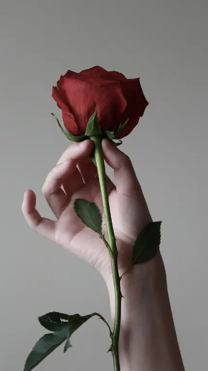 تصویر زمینه اچ دی زیبا از گل رز قرمز در دست